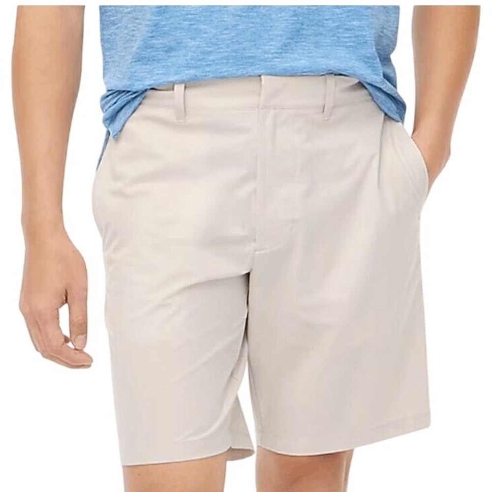 J.Crew Tech Shorts Men 40 Stone Beige 9 In Inseam Performance Golf Active Casual